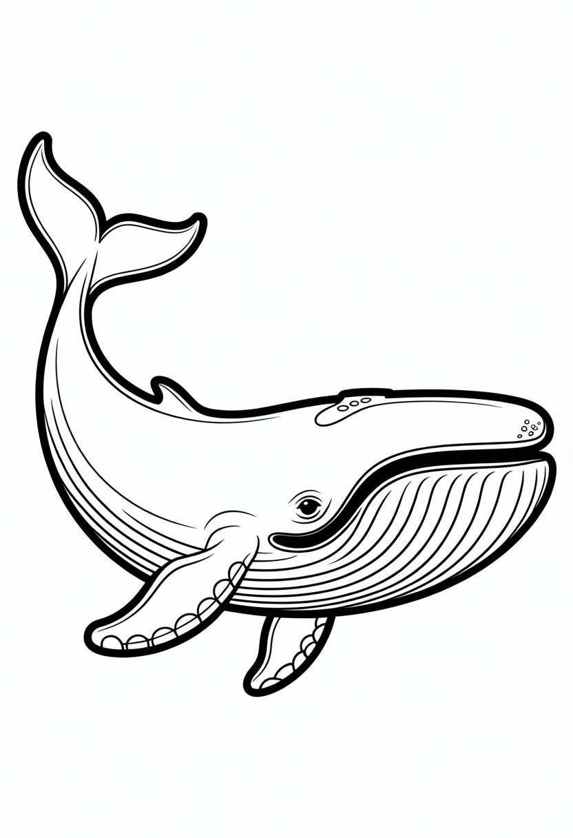 Blue Whale Coloring Pages: 11 Detailed Designs for All Ages 6 A detailed side view of a blue whale showing its external and internal anatomy with clear outlines of fins, blowhole, baleen plates, heart, lungs, and stomach.